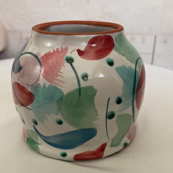 Jan Pugh Small Red-ware Pottery Vase Pot Planter Abstract Print - Picture 4 of 7